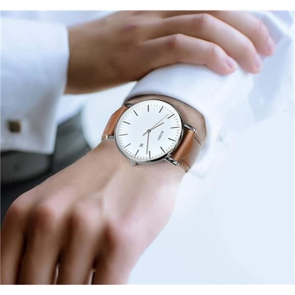 Ultra Slim Quartz Watches for Men Women Minimalist Simple Wrist Watches Analog - Picture 4 of 6